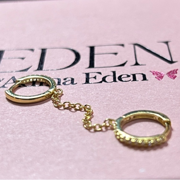 Adina Eden Chain Hoop Huggie Earring NEW - Picture 4 of 5